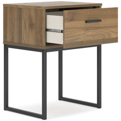 Honey, nightstand with drawer open - 2