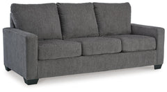 Pewter Queen, complete sleeper sofa, closed angled view - 11