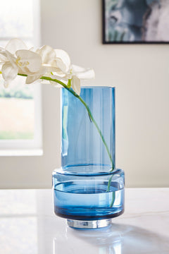Dark Blue 13.5-inch height vase, full product view - 4