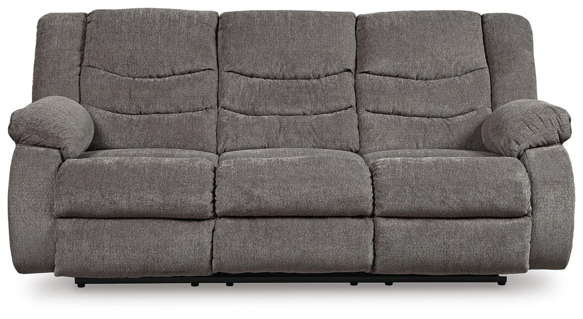 Gray, complete sofa closed front view