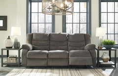 Gray, reclined sofa in room setting - 4