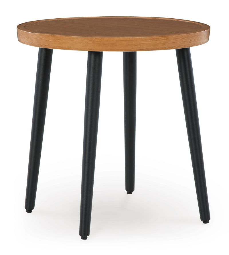 Two-Tone Round Aluminum Outdoor End Table