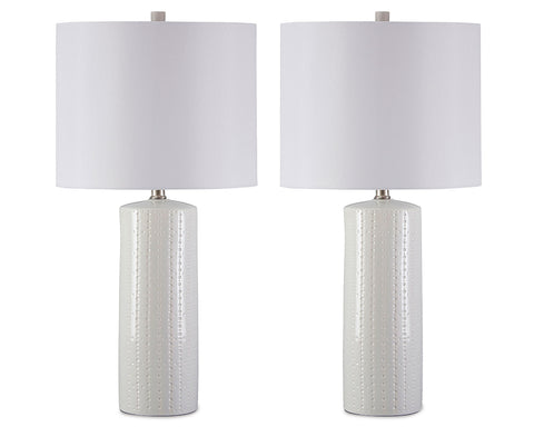Steuben White Ceramic Table Lamps — Set of 2