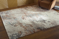 Cream/Gray/Sienna 94.75" x 120.5", room view; furniture excluded - 2