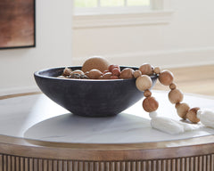 Distressed Black decorative terracotta bowl, full product view - 1