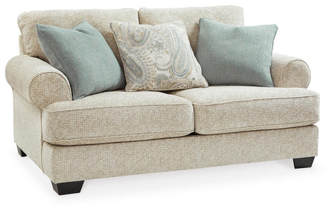 Textured Chenille Roll-Arm Loveseat in Sandstone
