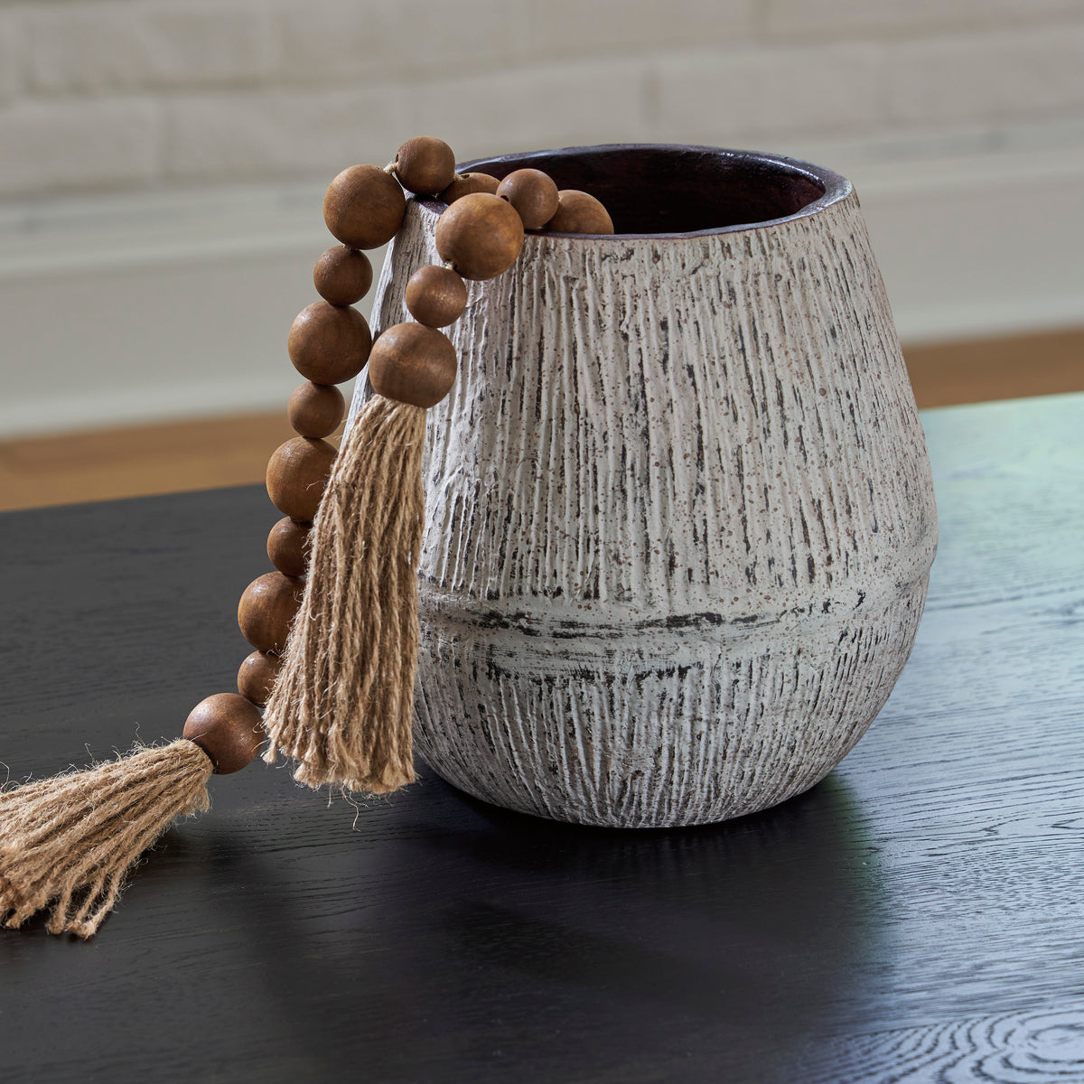 Distressed Brown 7.88-inch height vase, full product view