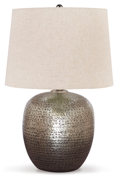 Antique Silver Finish table lamp, full product view - 1