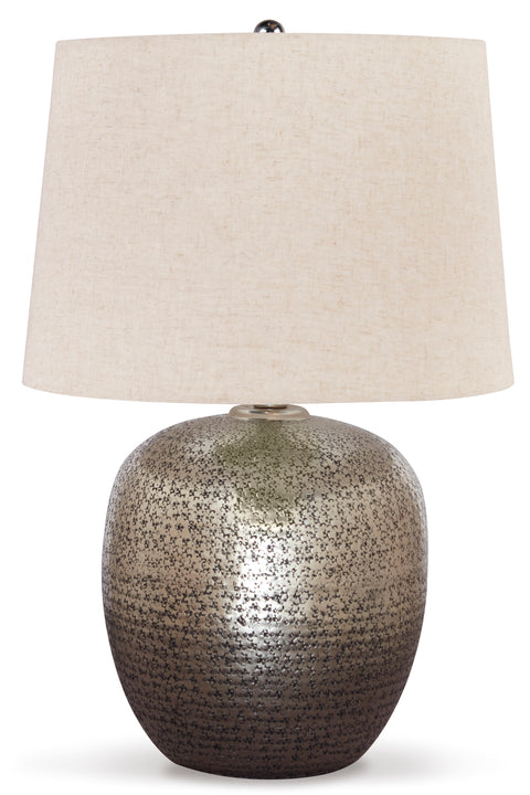 Magalie Antique Silver Hammered Aluminum Table Lamp