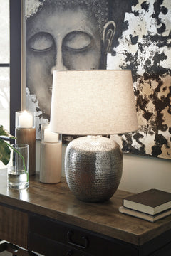 Antique Silver Finish table lamp, product view 2 - 2