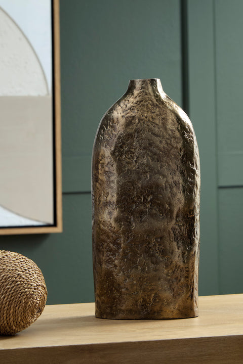 Wallmond Antiqued Brass-Tone Cast Aluminum Vase