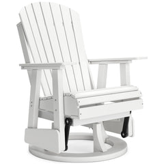 White outdoor swivel glider chair, full product view - 13