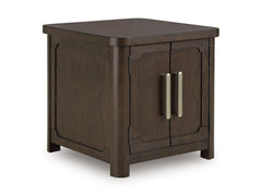 Dark Brown Two-Door End Table, full product view - 1