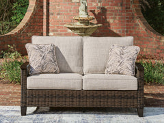 Dark Brown, loveseat in outdoor setting; accessories excluded - 2