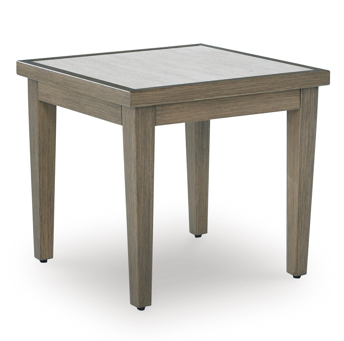 Brown/Beige, complete square outdoor end table with sintered stone top