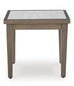 Brown/Beige, front view of complete end table - 2