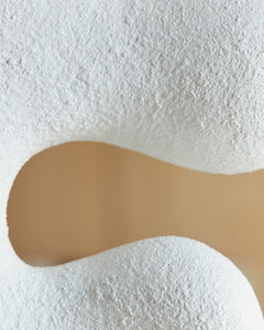 White/Brown white abstract sculpture with brown wood base, product view 4 - 4