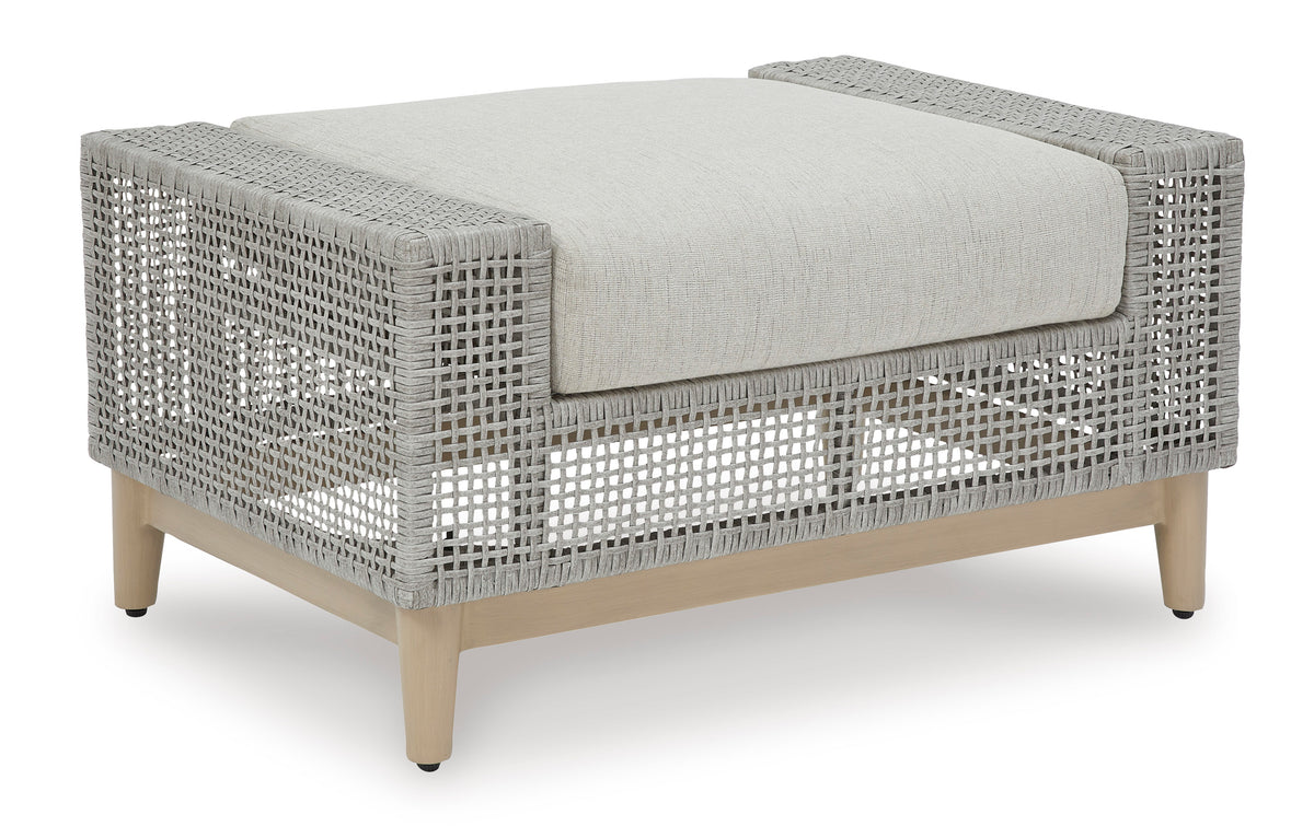 Gray Outdoor Ottoman, full product view