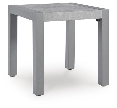 Gray Aluminum Outdoor Side Table with Sintered Stone Top