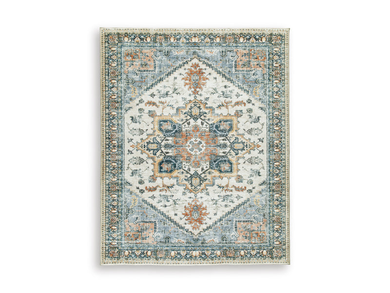 Multicolor Traditional Medallion Rug with Memory Foam Pad