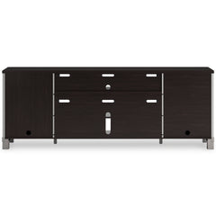 Gray/Brown TV stand with brown top and gray cabinets, product view 5 - 5