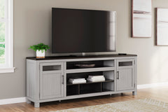 Gray/Brown TV stand with brown top and gray cabinets, product view 6 - 6