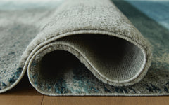 Blue/Gray/Ivory 62.88" x 83.38", rolled rug backing detail - 8