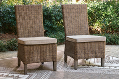 Beige / Outdoor Side Chair Set, both chairs in outdoor setting - 2