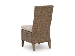 Beige / Outdoor Side Chair Set, one chair rear view; two included - 3