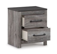 Dark Gray, nightstand with drawers open - 2