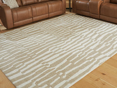 Beige/White 93" x 121", room view; furniture excluded - 2