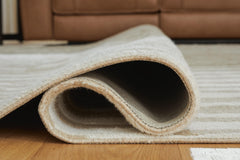 Beige/White 93" x 121", rolled rug backing detail - 4