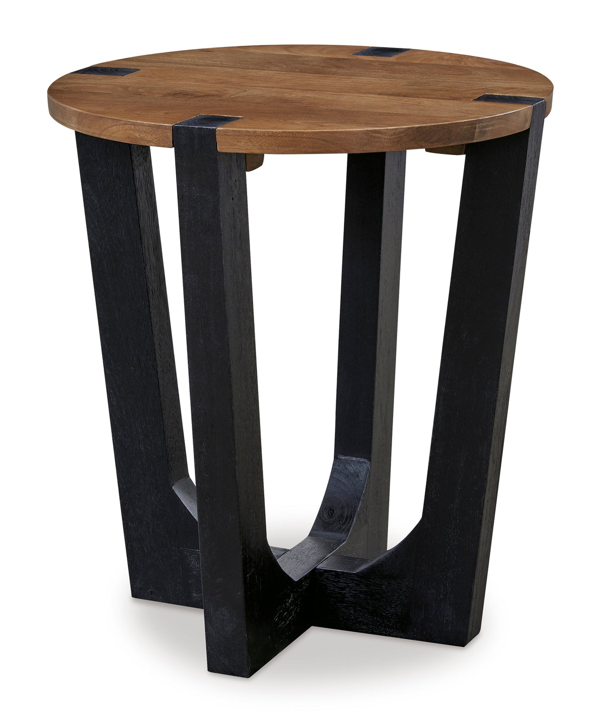 Brown/Black Round End Table, full product view
