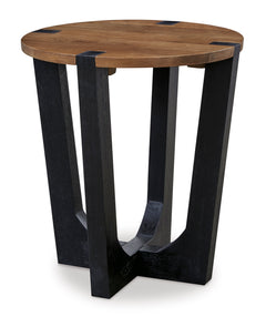 Brown/Black Round End Table, full product view - 1