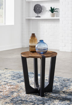 Brown/Black Round End Table, product view 4 - 4