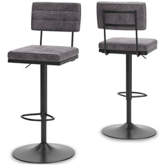 Gray/Black adjustable swivel stool set of 2, full product view - 1