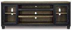 Black/Brown TV stand with glass front cabinets, product view 3 - 3
