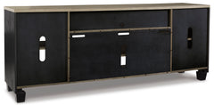 Black/Brown TV stand with glass front cabinets, product view 5 - 5
