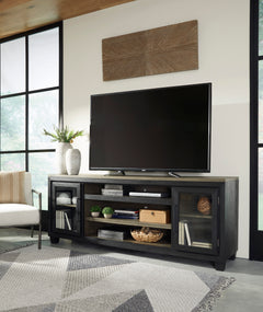 Black/Brown TV stand with glass front cabinets, product view 6 - 6