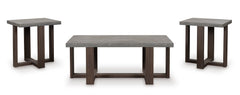 Gray/Brown three-piece table set, product view 2 - 2