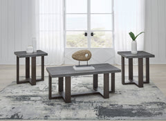 Gray/Brown three-piece table set, product view 3 - 3