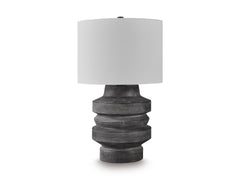 Distressed Black table lamp, full product view - 1