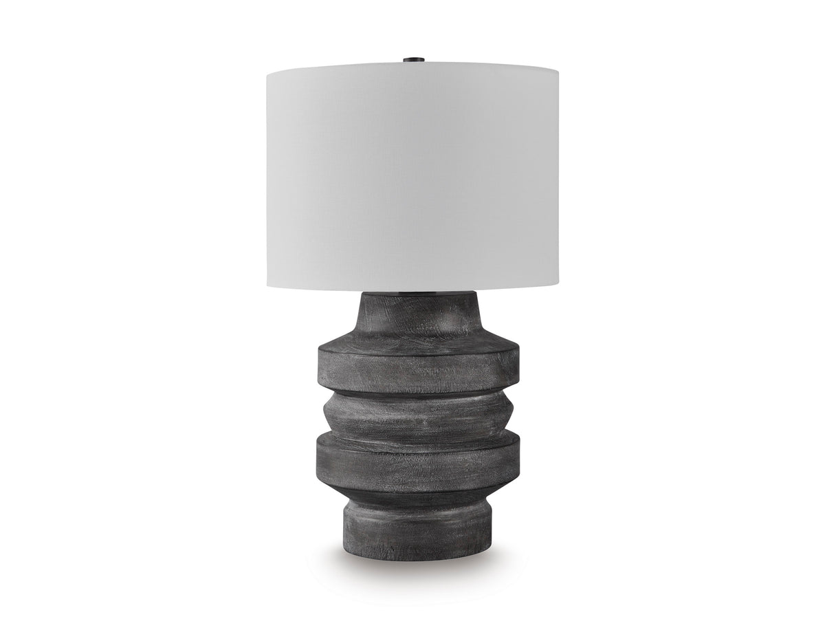 Distressed Black table lamp, full product view