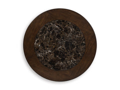 Dark Brown Round Faux-Marble Coffee Table, product view 4 - 4