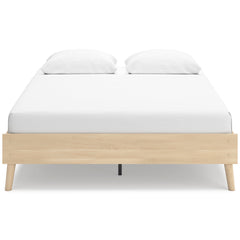 Tan / Queen, front view of platform bed; mattress and bedding excluded - 7