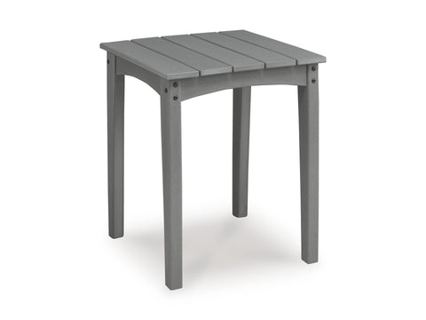 Gray HDPE Outdoor Square End Table with Slatted Top