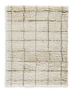 Cream/Brown 64.25" x 87.5", complete rug design; representative size - 9