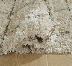 Cream/Brown 64.25" x 87.5", rolled shag texture detail - 12
