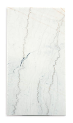White/Dark Brown marble top coffee table with plinth base, product view 4 - 4