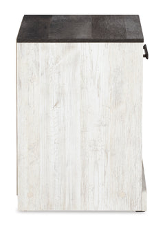 Whitewash/Charcoal Gray / 19.61 in wide, side view of nightstand - 9